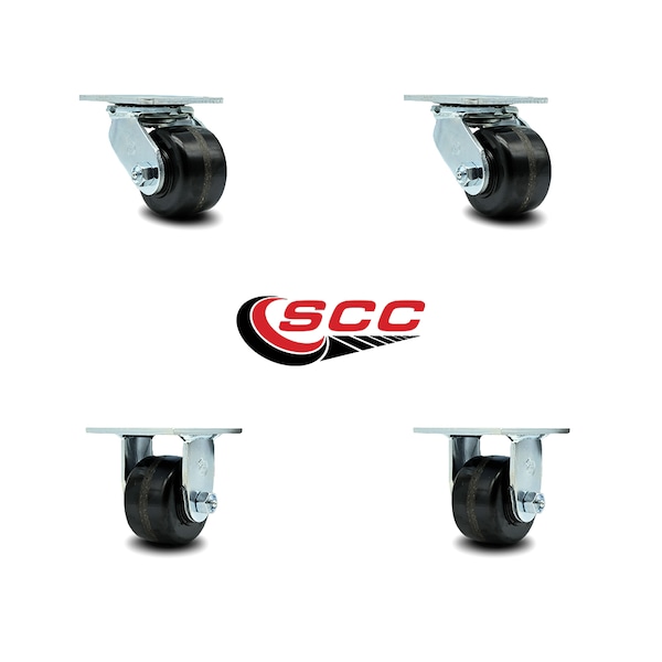 3.25 Inch Phenolic Caster Set With Roller Bearings 2 Swivel 2 Rigid SCC